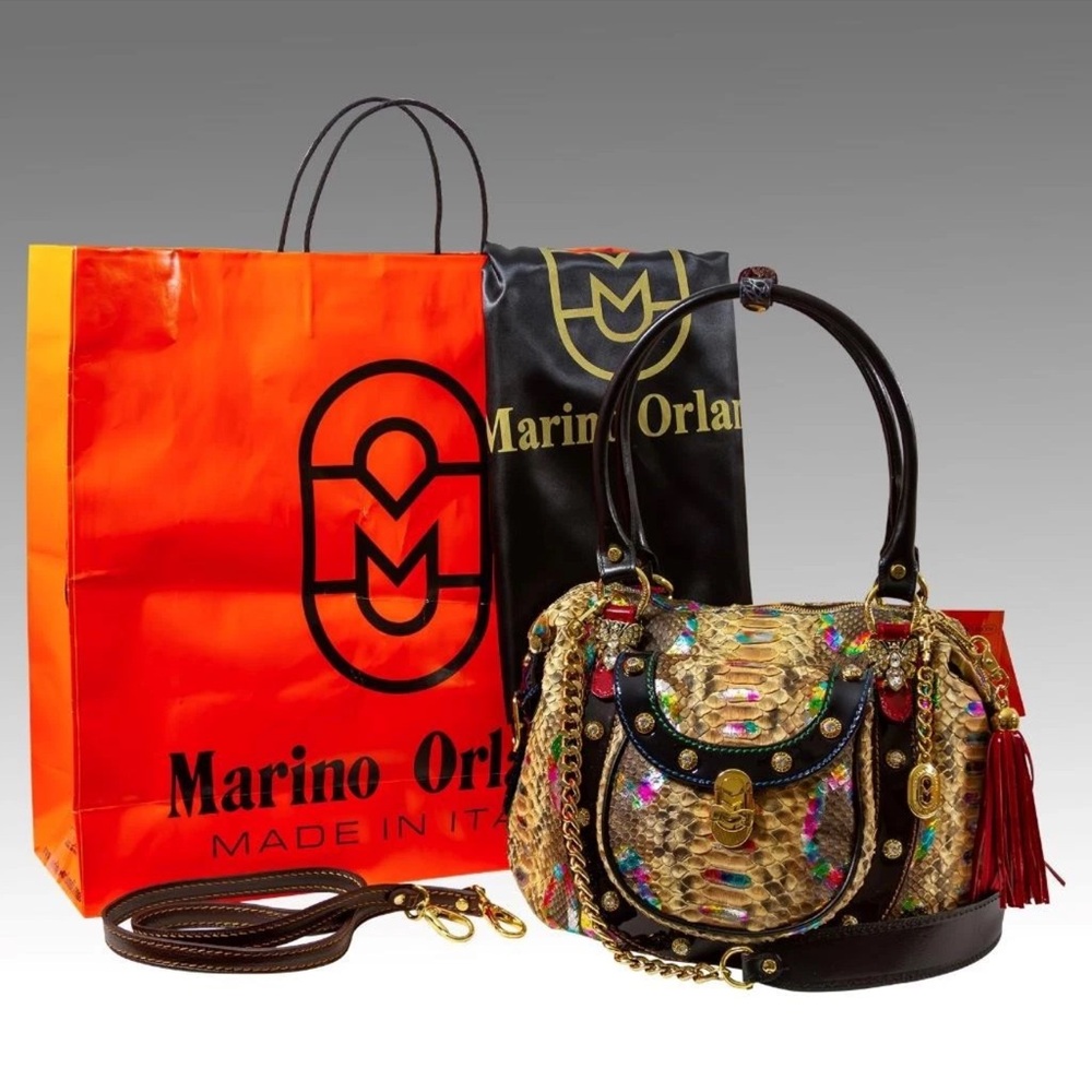 Real Python Rainbow Leather Designer Swarovski Bu… - image 8